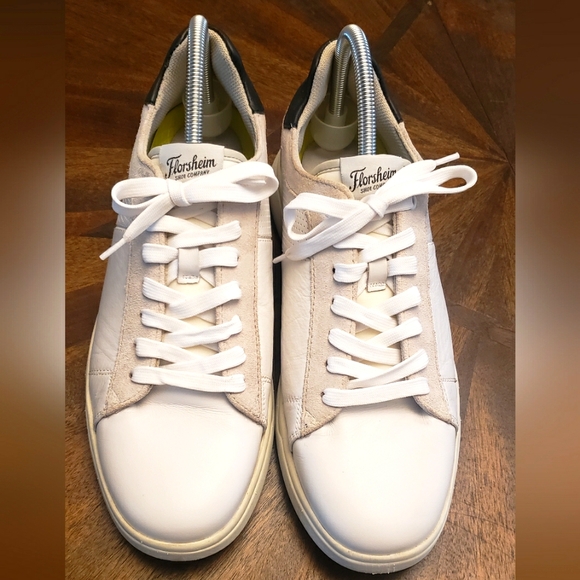 Florsheim HEIST Plain Toe Men's White Sneakers Leather Size 10.5 Wide - Picture 1 of 16
